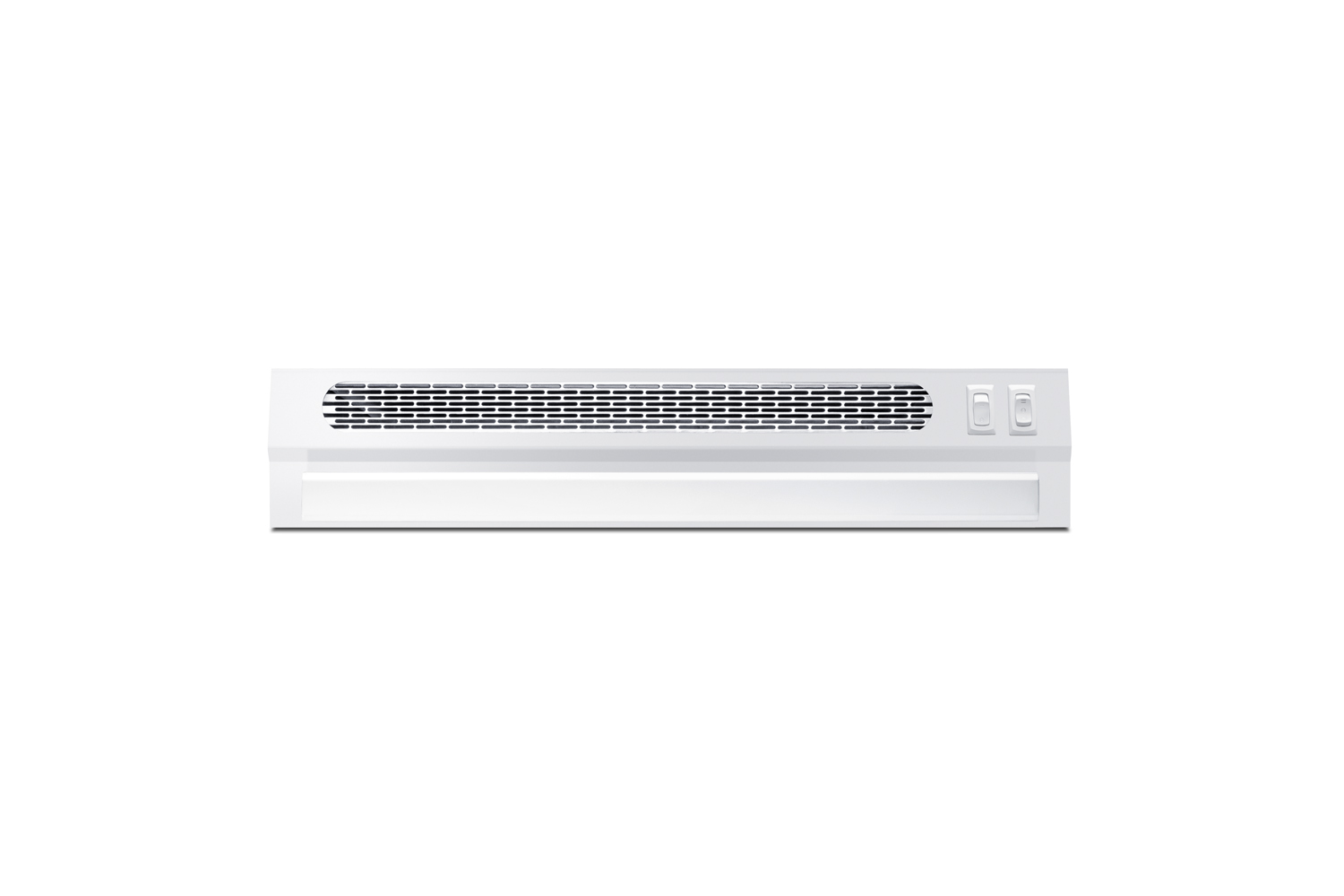 20 inch wide ADA compliant under cabinet retractable range hood for ductless use in white, made in the USA with separate wall switch for ADA applications
